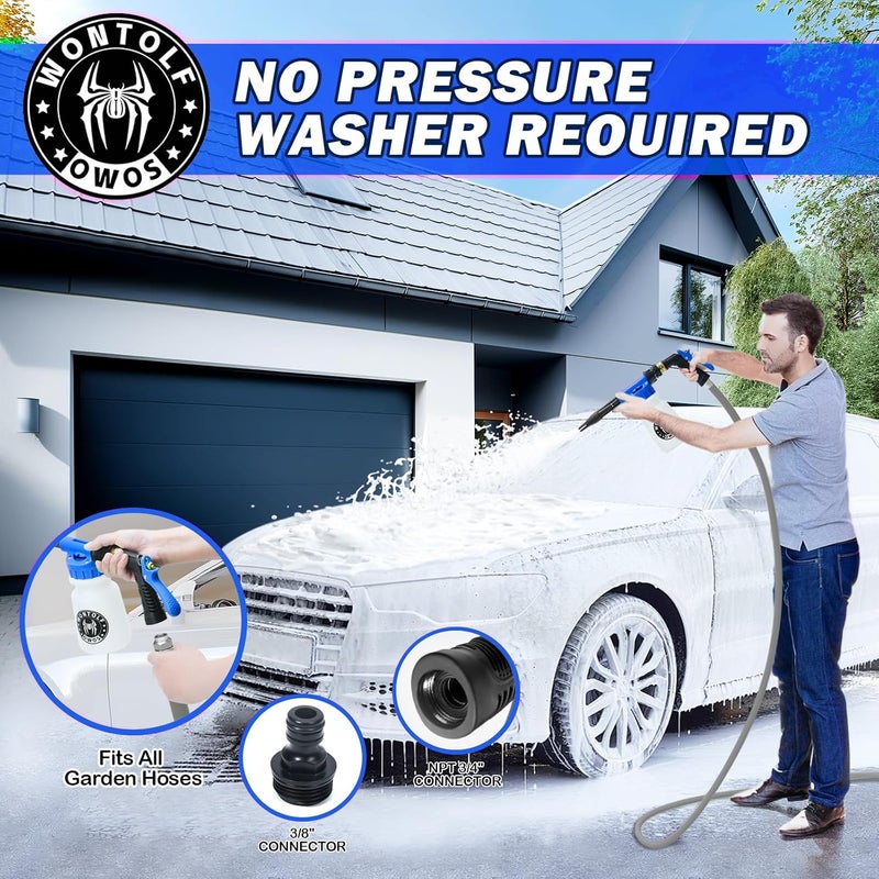 Stemni Car Wash Foam Gun Foam Sprayer - Foam Cannon Garden Hose- Car Wash Kit - Snow Foam Blaster with Microfiber Wash Mitt + Storage Bag - Car Accessories for Men - Image 2